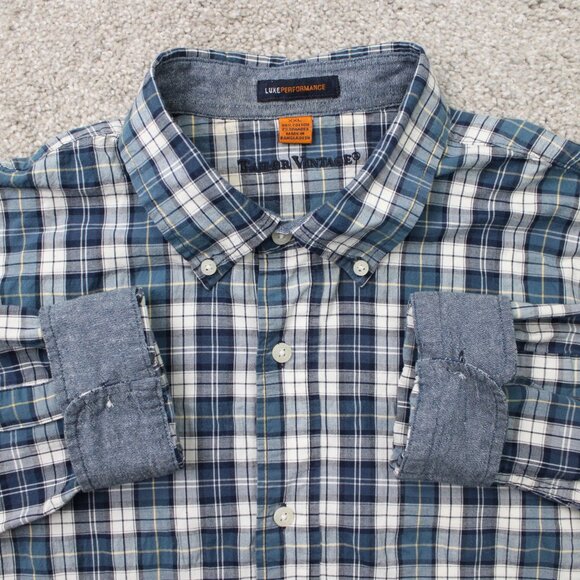 Tailor Vintage Shirt Mens 2XL XXL Blue Luxe Performance Cotton Stretch L/S - Picture 1 of 14